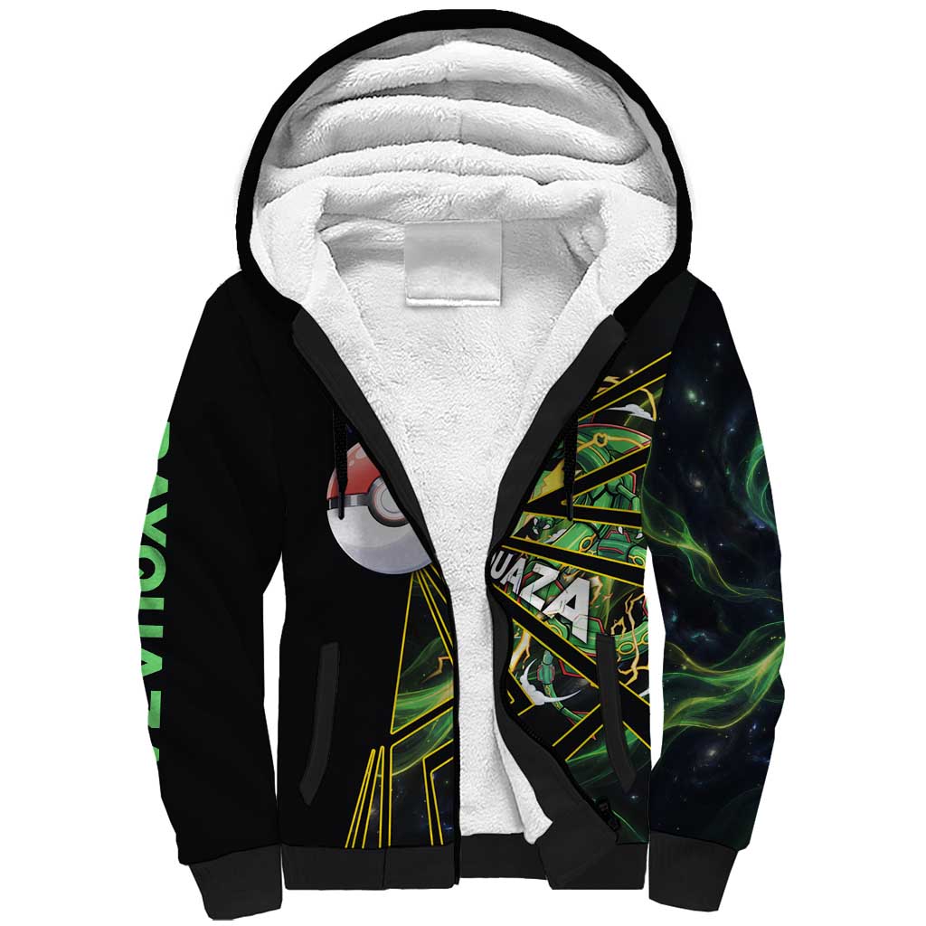 Rayquaza Poké Sherpa Hoodie Cosmic Dragon Comic Style