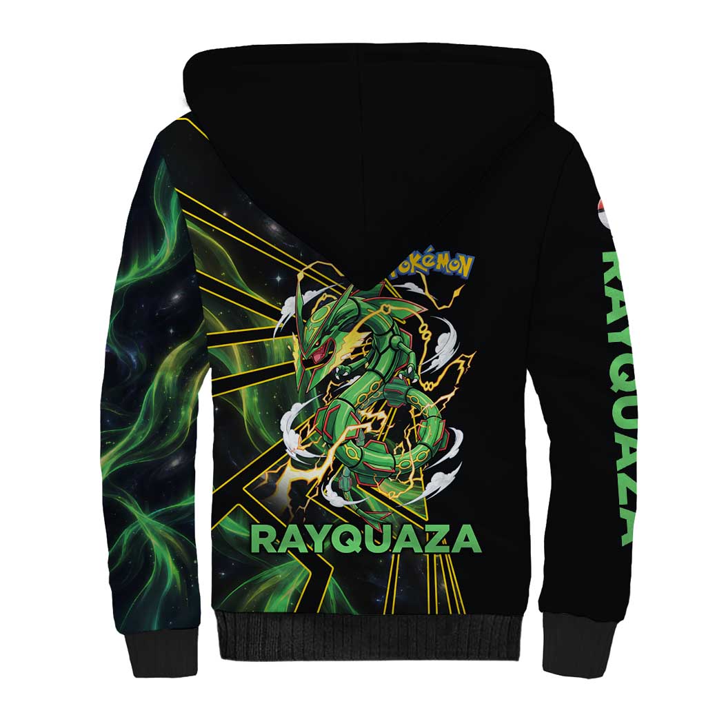 Rayquaza Poké Sherpa Hoodie Cosmic Dragon Comic Style