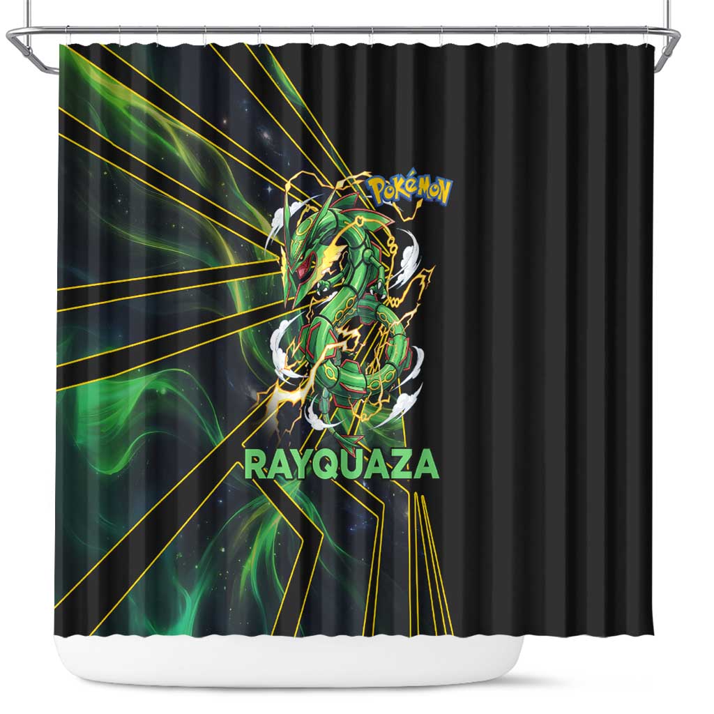 Rayquaza Poké Shower Curtain Cosmic Dragon Comic Style