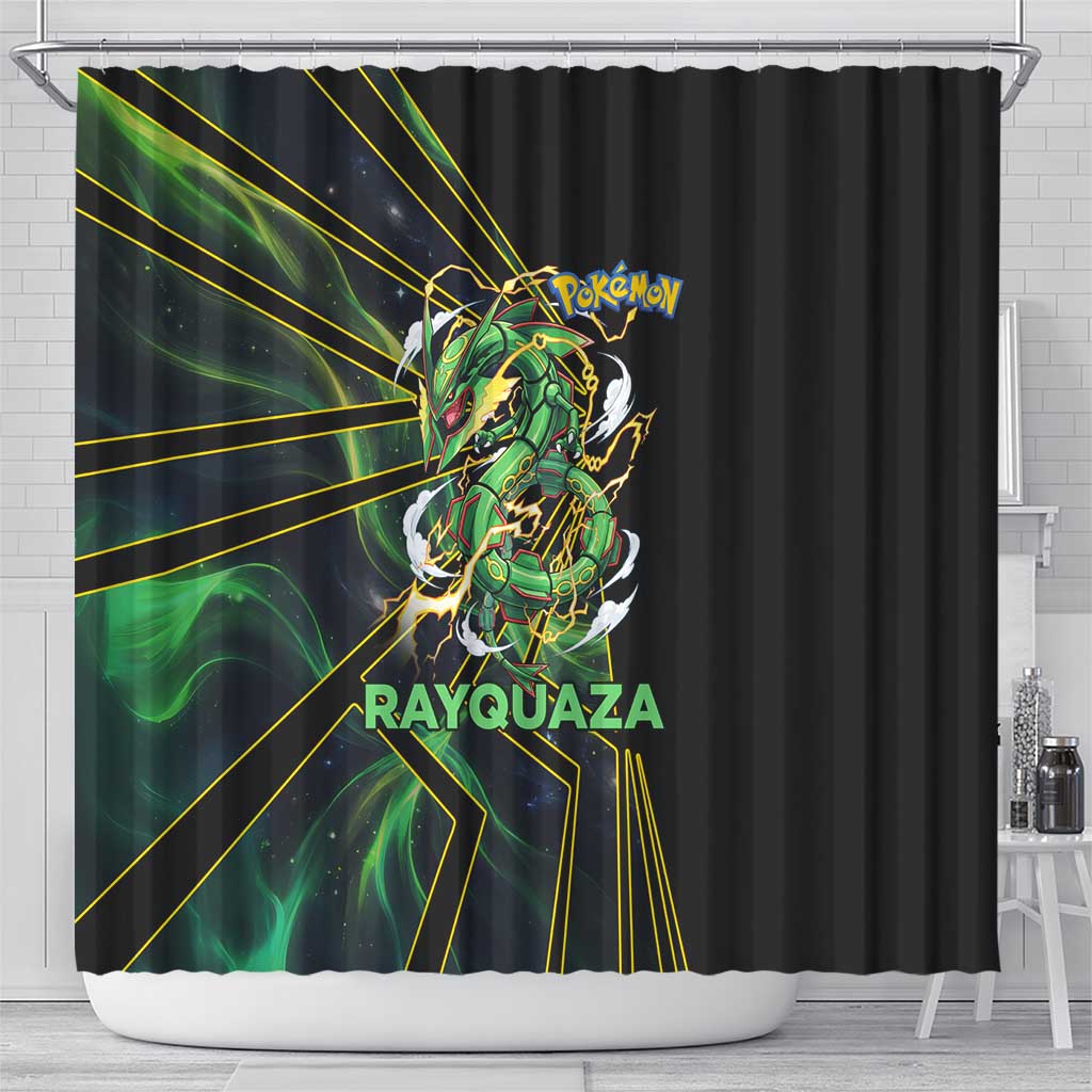 Rayquaza Poké Shower Curtain Cosmic Dragon Comic Style