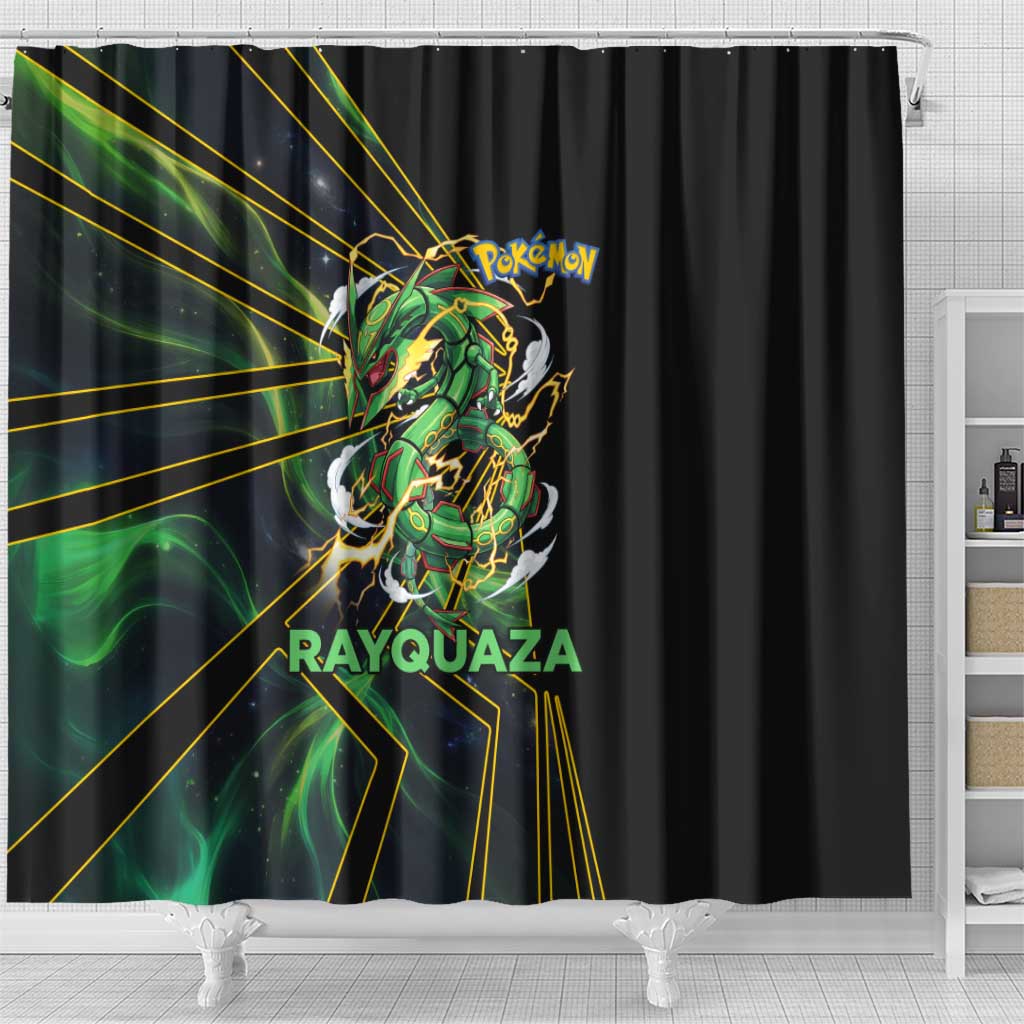 Rayquaza Poké Shower Curtain Cosmic Dragon Comic Style