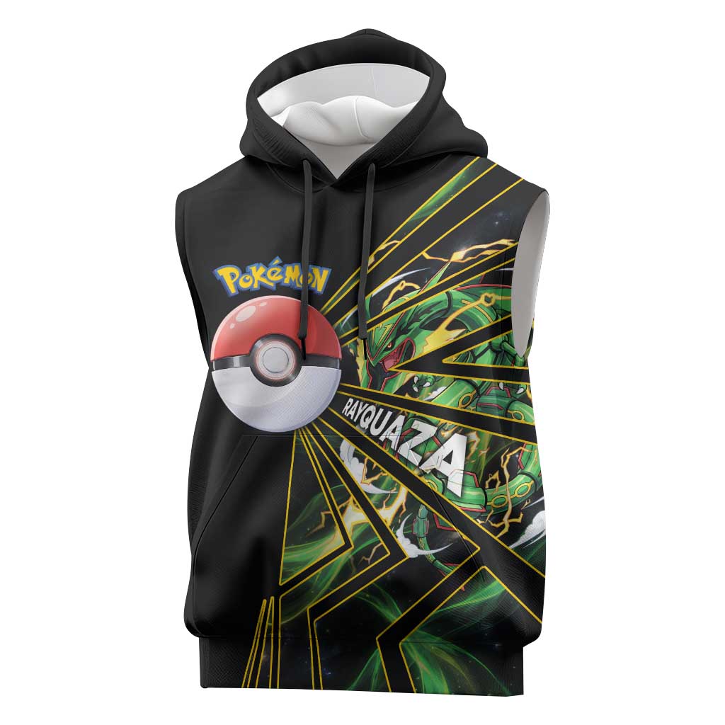 Rayquaza Poké Sleeveless Hoodie Cosmic Dragon Comic Style