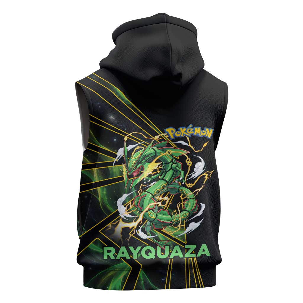 Rayquaza Poké Sleeveless Hoodie Cosmic Dragon Comic Style