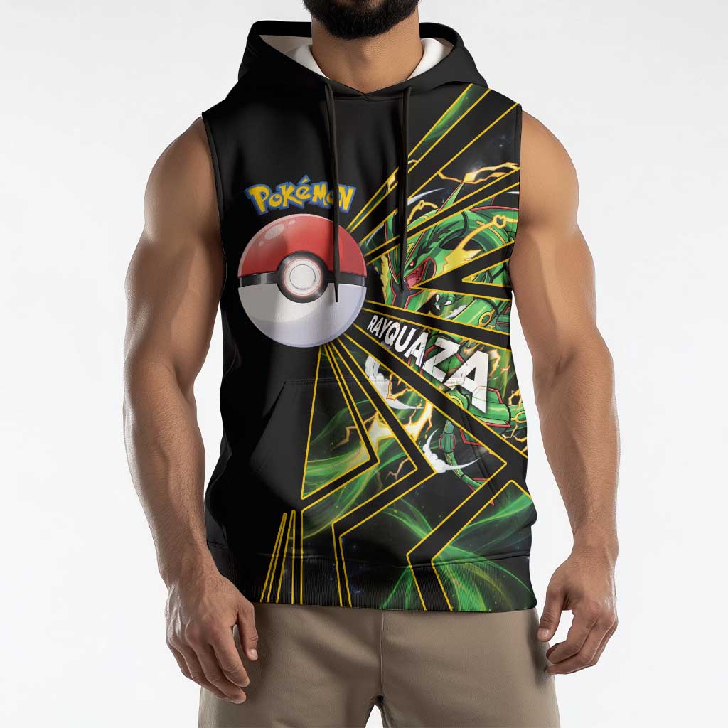 Rayquaza Poké Sleeveless Hoodie Cosmic Dragon Comic Style