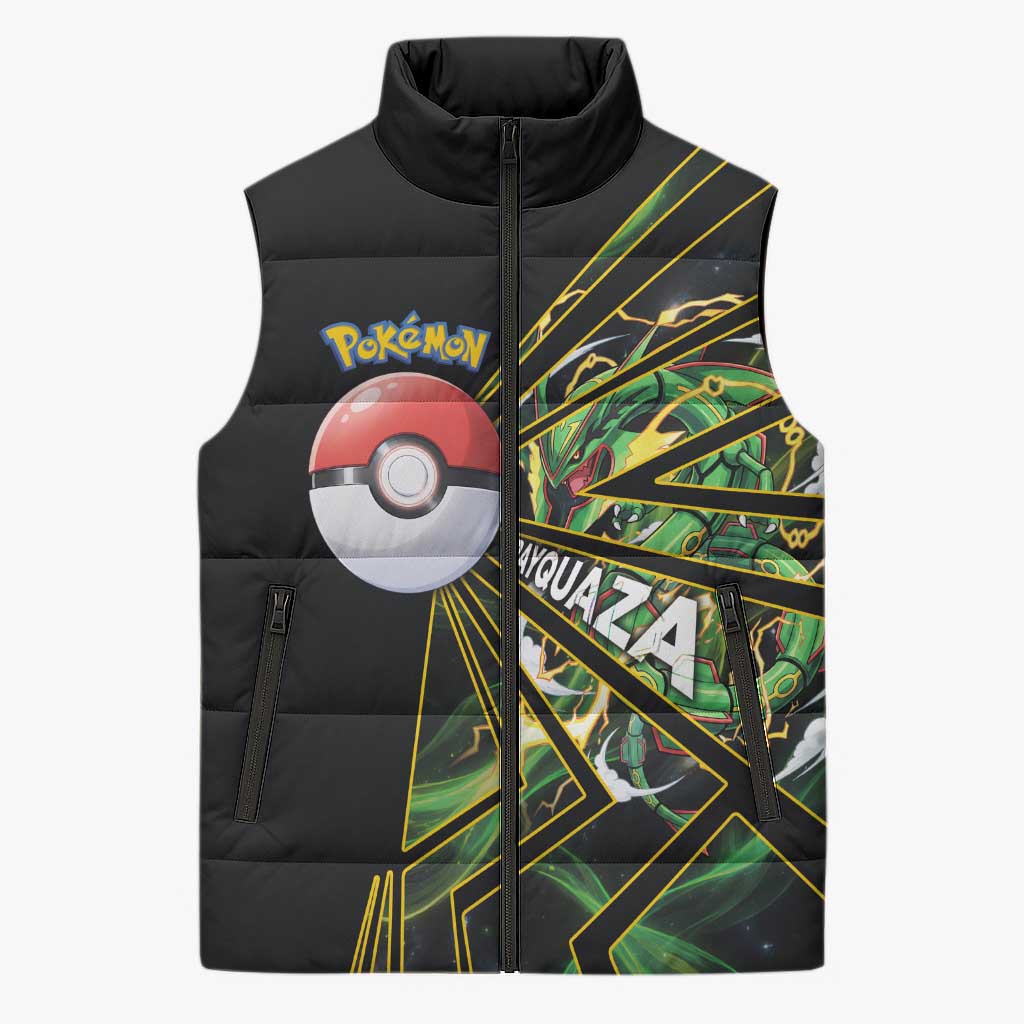 Rayquaza Poké Sleeveless Puffer Jacket Cosmic Dragon Comic Style