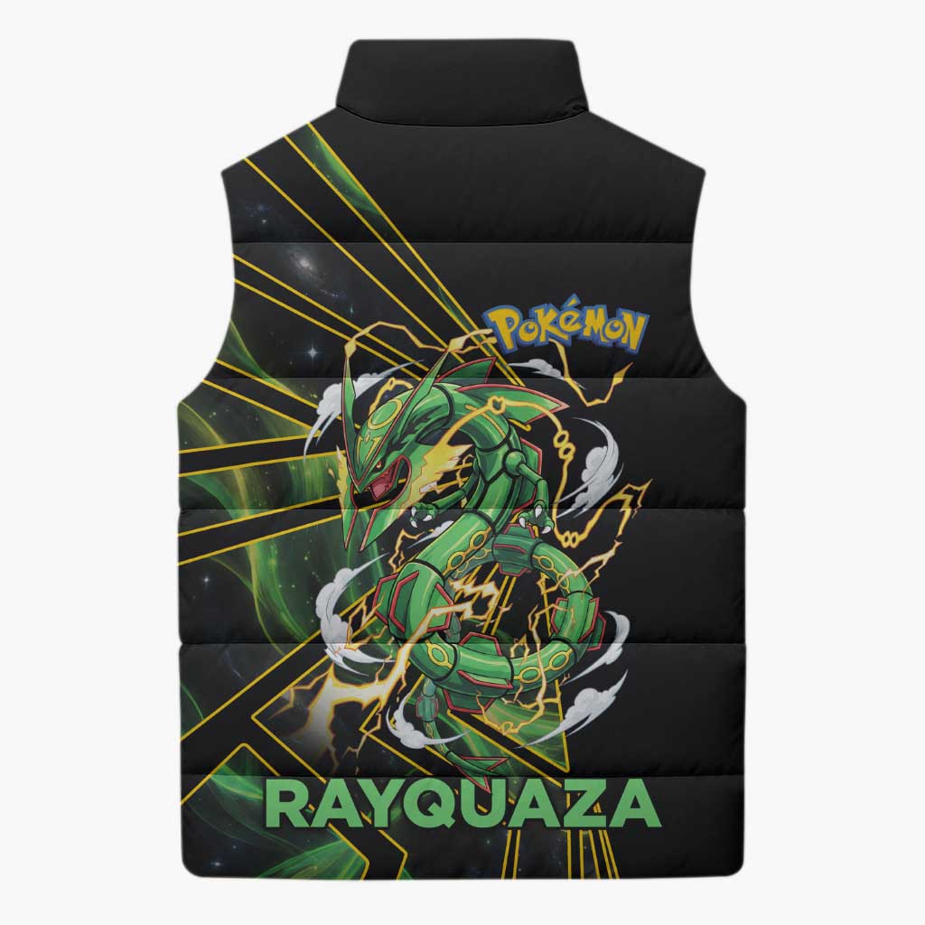 Rayquaza Poké Sleeveless Puffer Jacket Cosmic Dragon Comic Style