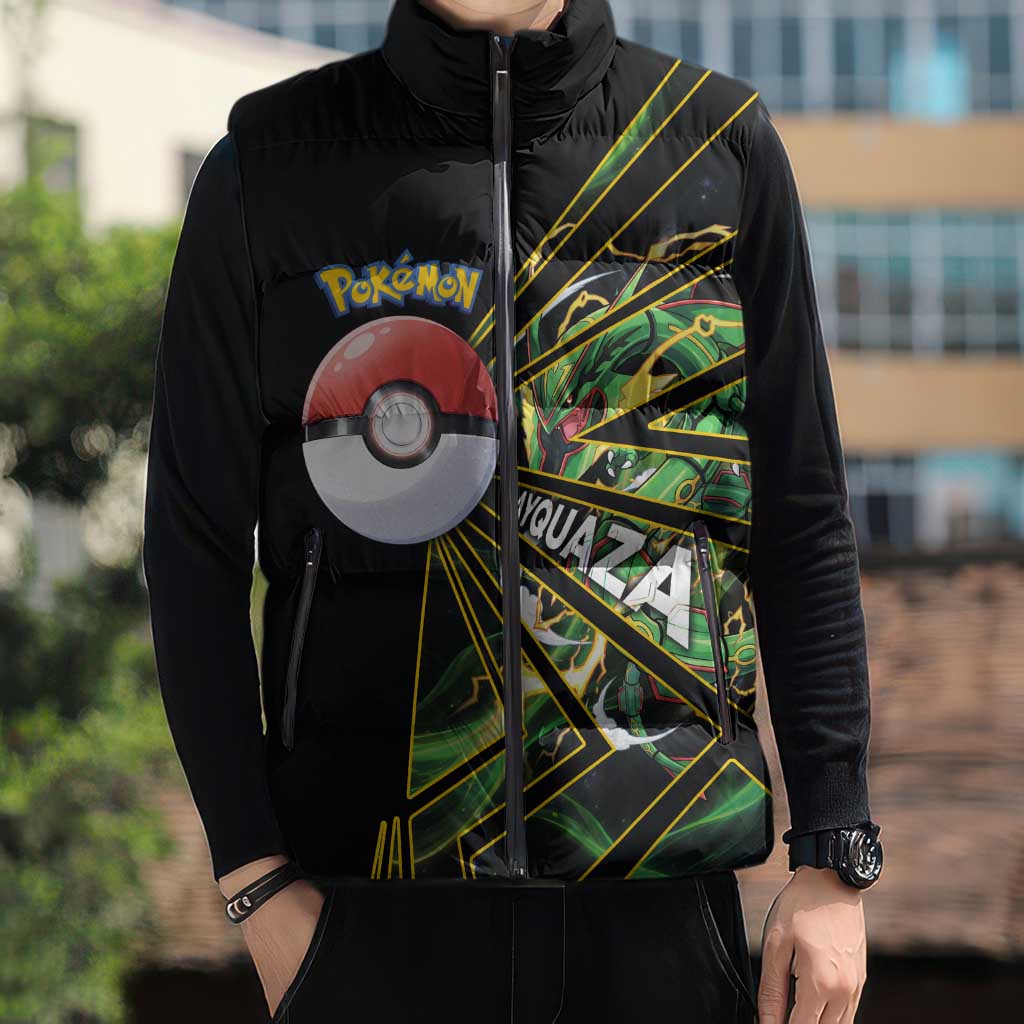 Rayquaza Poké Sleeveless Puffer Jacket Cosmic Dragon Comic Style