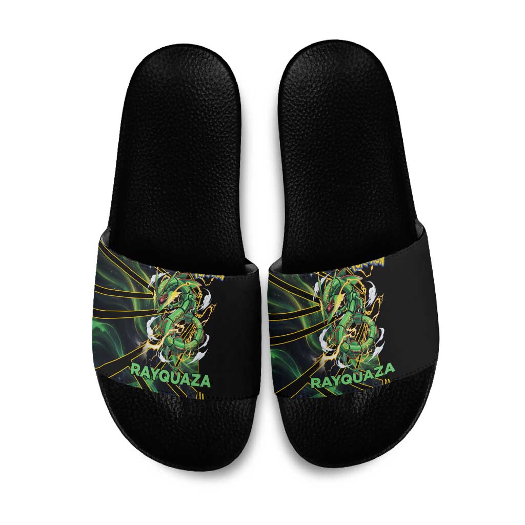 Rayquaza Poké Slide Sandals Cosmic Dragon Comic Style
