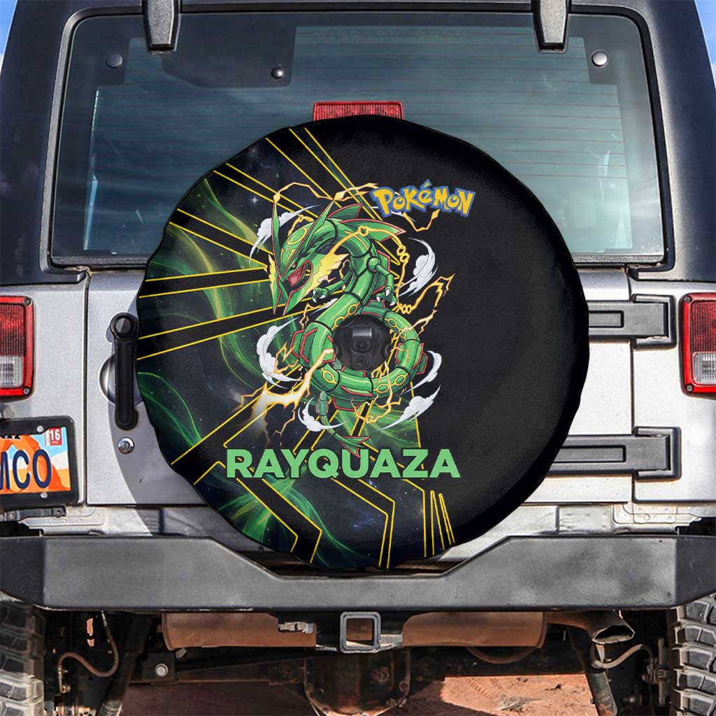 Rayquaza Poké Spare Tire Cover Cosmic Dragon Comic Style
