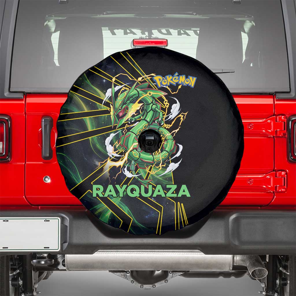Rayquaza Poké Spare Tire Cover Cosmic Dragon Comic Style