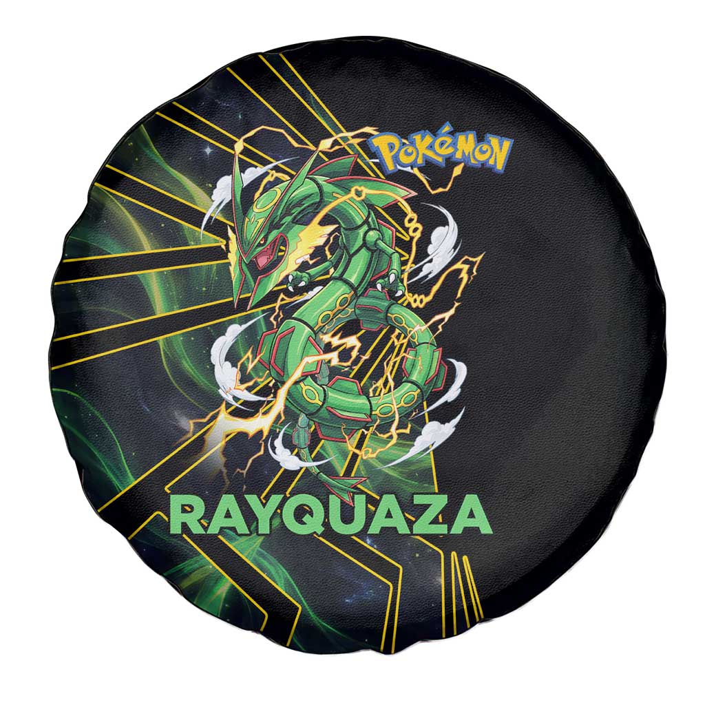 Rayquaza Poké Spare Tire Cover Cosmic Dragon Comic Style