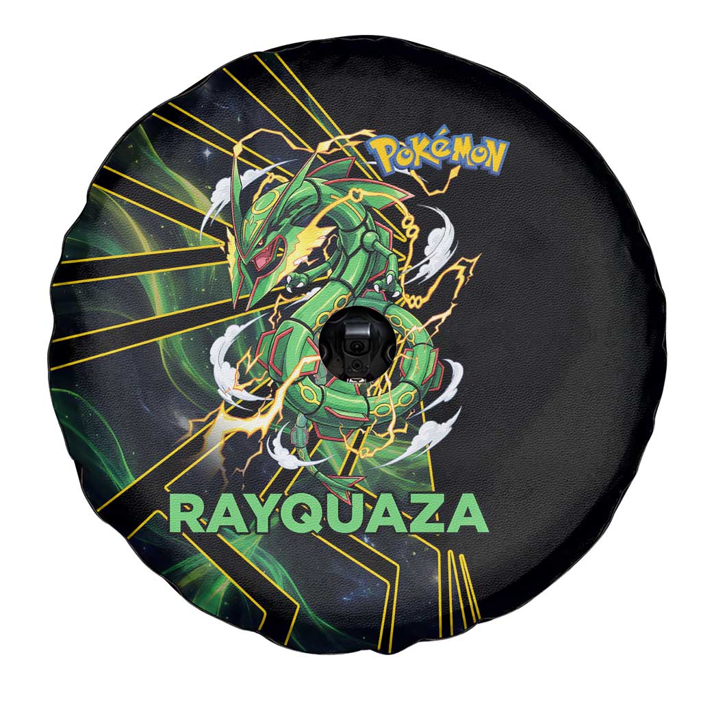 Rayquaza Poké Spare Tire Cover Cosmic Dragon Comic Style