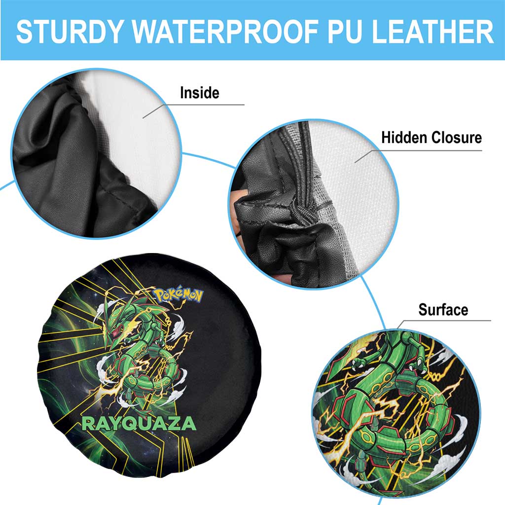 Rayquaza Poké Spare Tire Cover Cosmic Dragon Comic Style