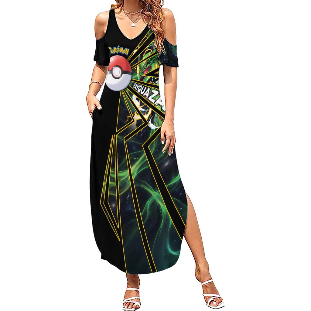 Rayquaza Poké Summer Maxi Dress Cosmic Dragon Comic Style