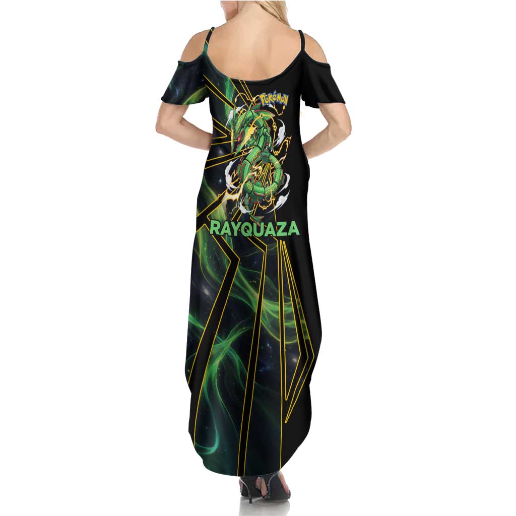 Rayquaza Poké Summer Maxi Dress Cosmic Dragon Comic Style