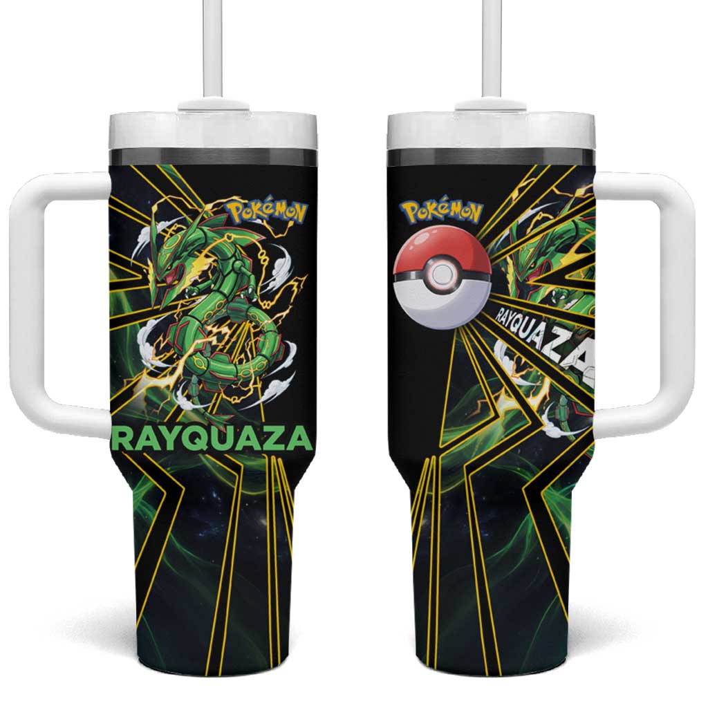 Rayquaza Poké Tumbler With Handle Cosmic Dragon Comic Style
