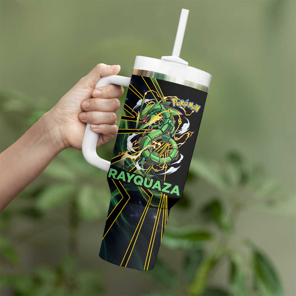 Rayquaza Poké Tumbler With Handle Cosmic Dragon Comic Style