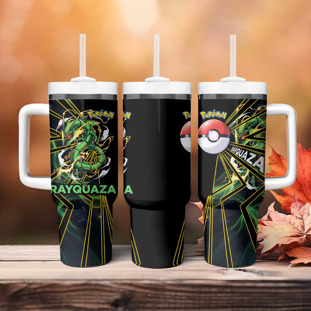 Rayquaza Poké Tumbler With Handle Cosmic Dragon Comic Style