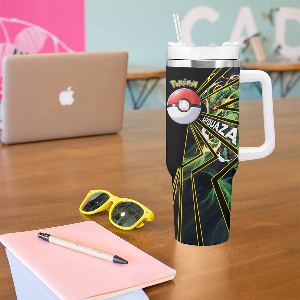 Rayquaza Poké Tumbler With Handle Cosmic Dragon Comic Style