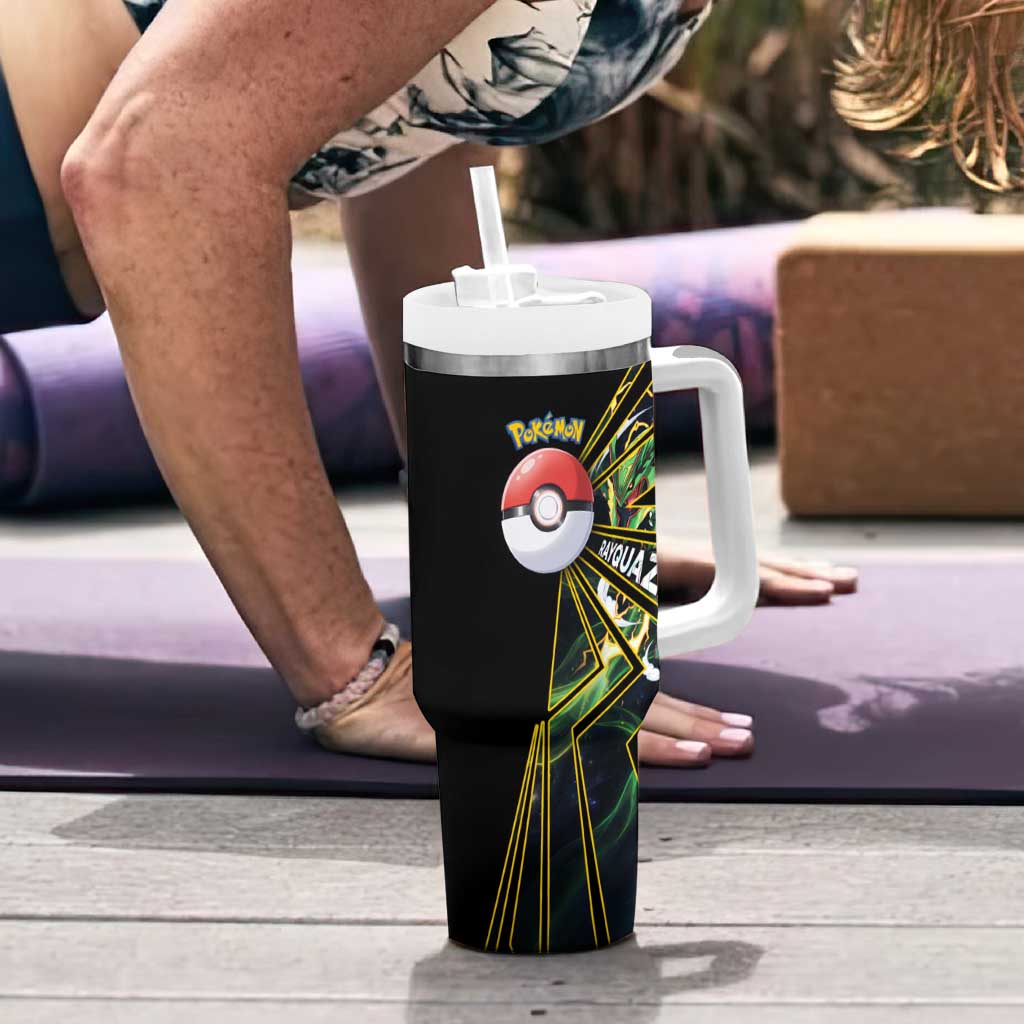Rayquaza Poké Tumbler With Handle Cosmic Dragon Comic Style