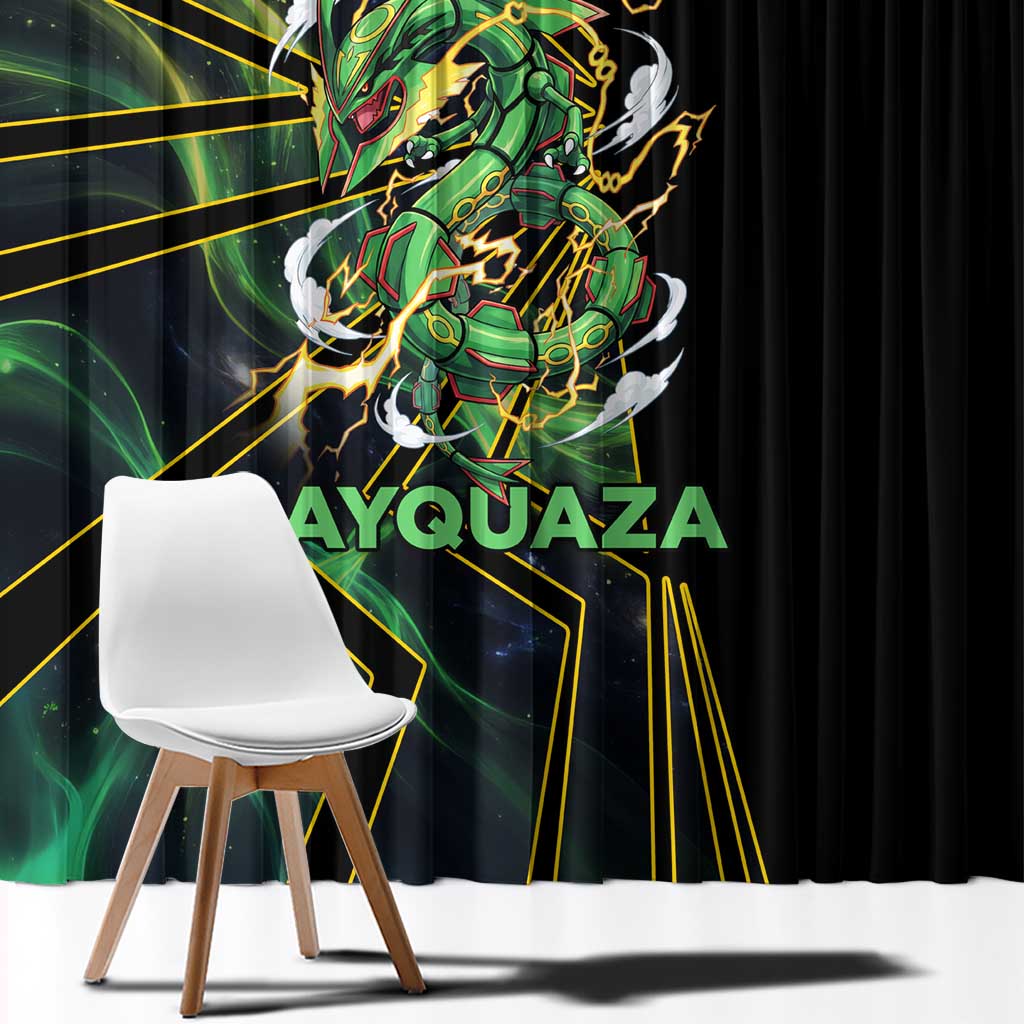 Rayquaza Poké Window Curtain Cosmic Dragon Comic Style