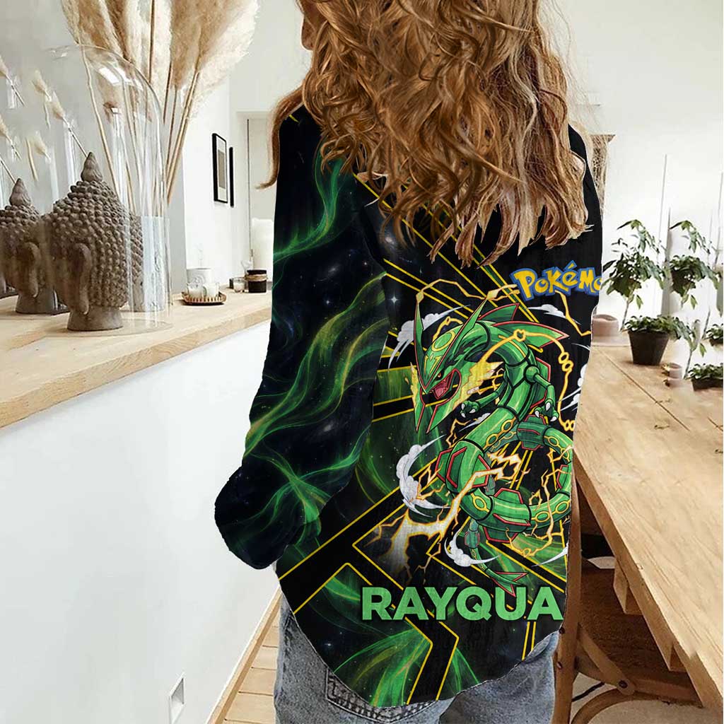 Rayquaza Poké Women Casual Shirt Cosmic Dragon Comic Style