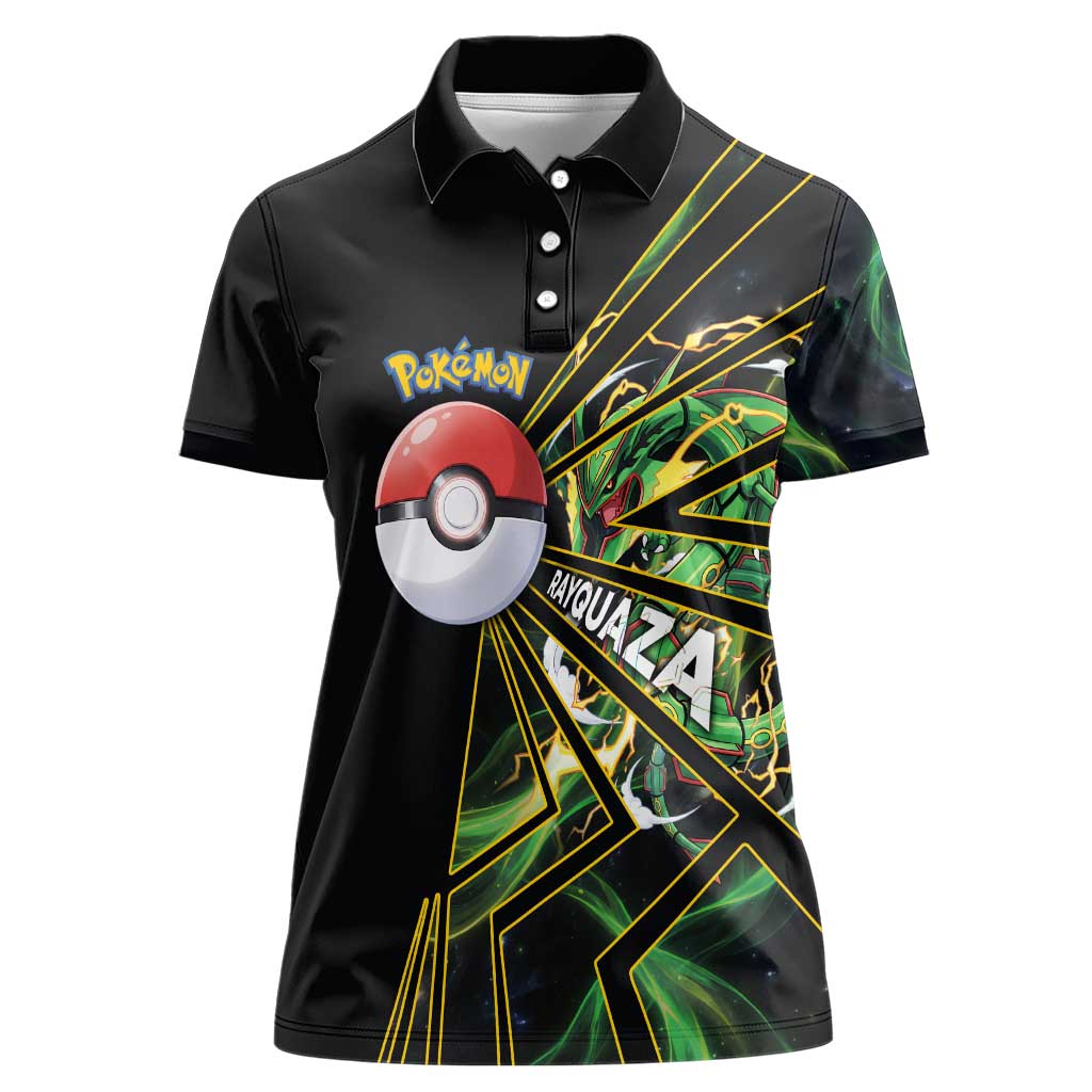 Rayquaza Poké Women Polo Shirt Cosmic Dragon Comic Style