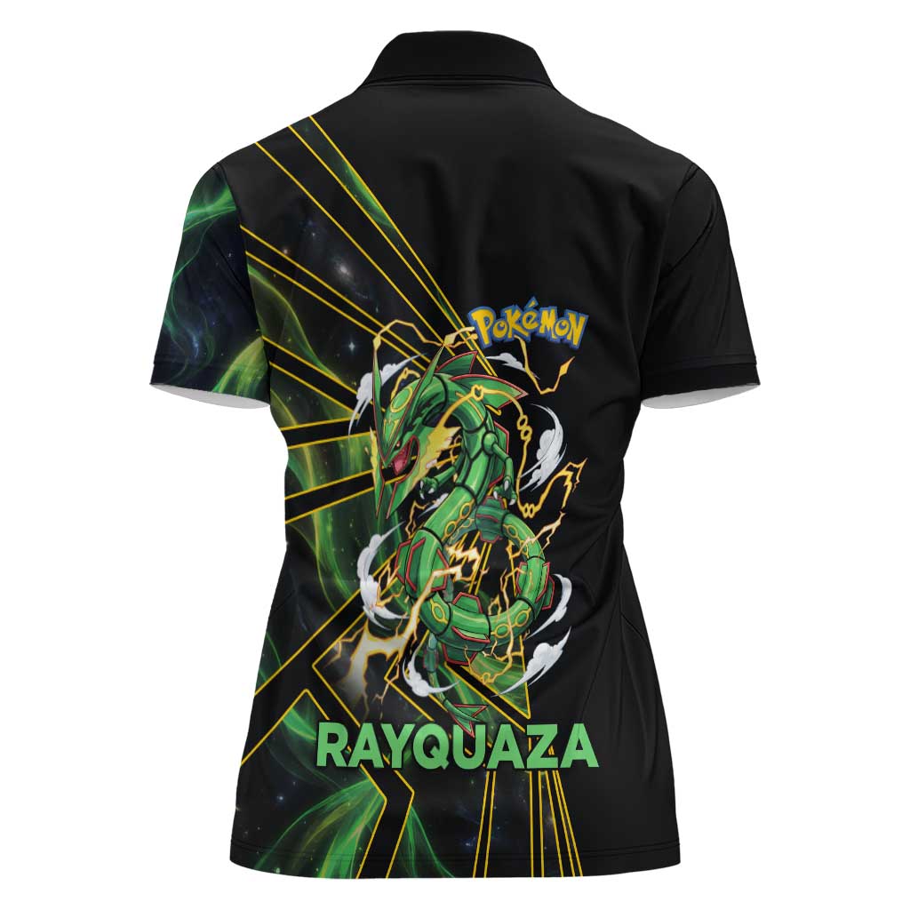Rayquaza Poké Women Polo Shirt Cosmic Dragon Comic Style