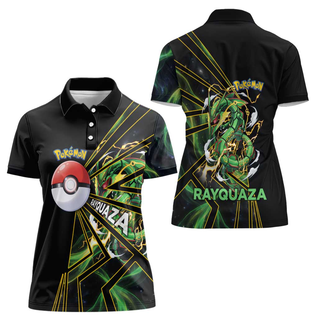 Rayquaza Poké Women Polo Shirt Cosmic Dragon Comic Style