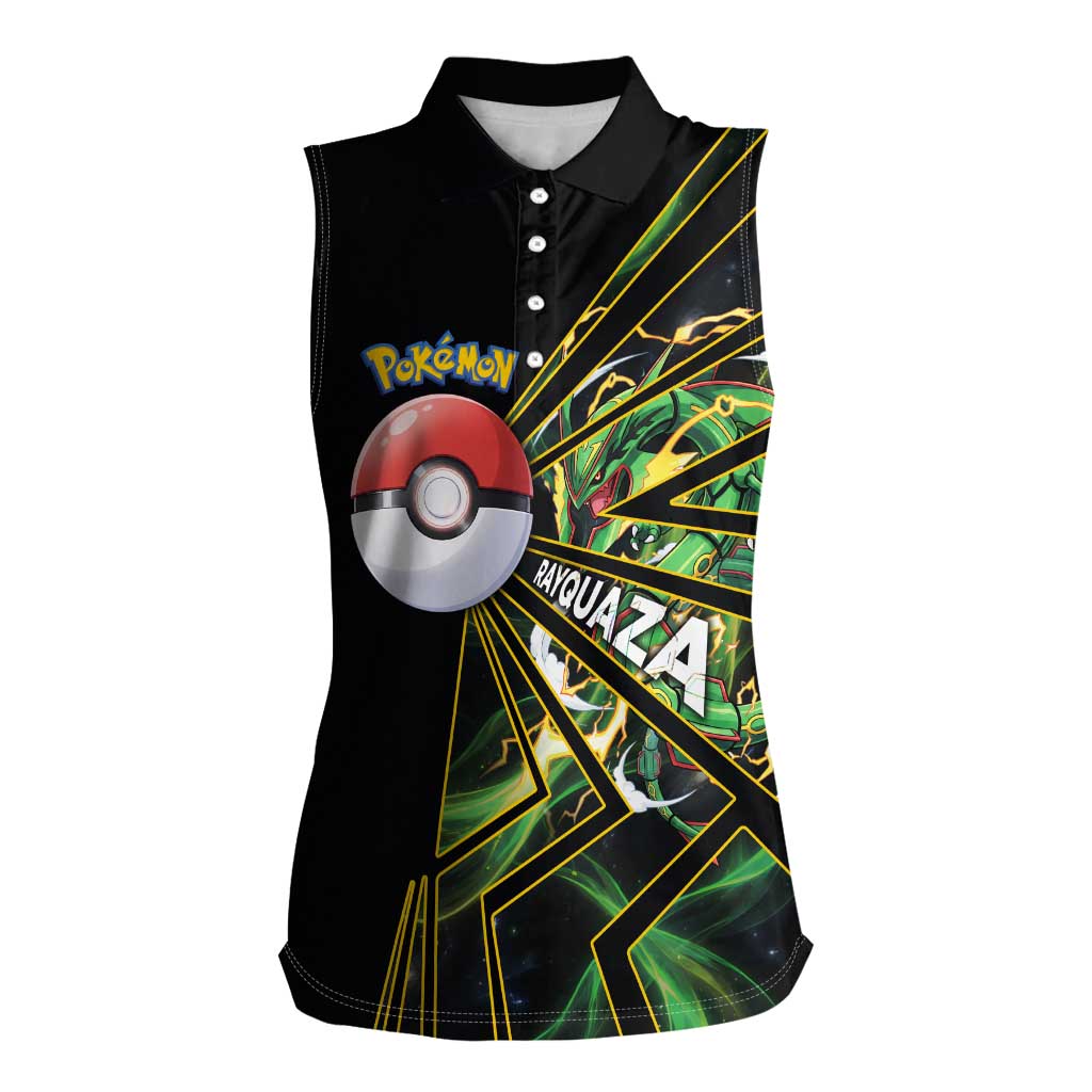 Rayquaza Poké Women Sleeveless Polo Shirt Cosmic Dragon Comic Style
