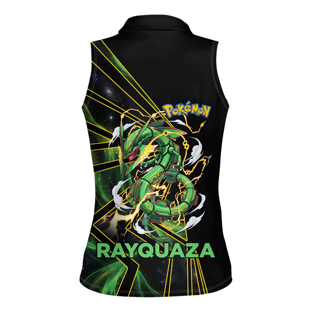 Rayquaza Poké Women Sleeveless Polo Shirt Cosmic Dragon Comic Style