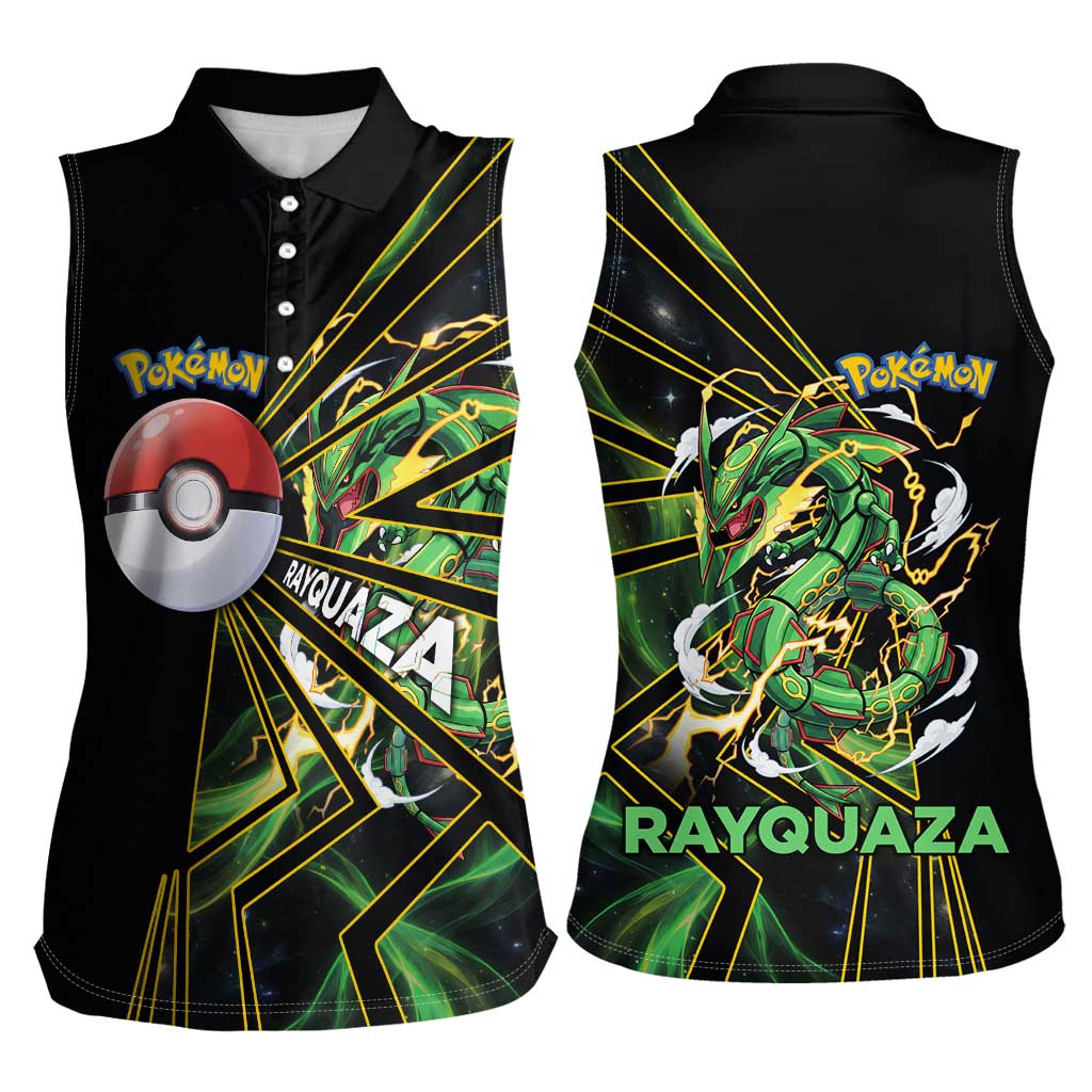 Rayquaza Poké Women Sleeveless Polo Shirt Cosmic Dragon Comic Style
