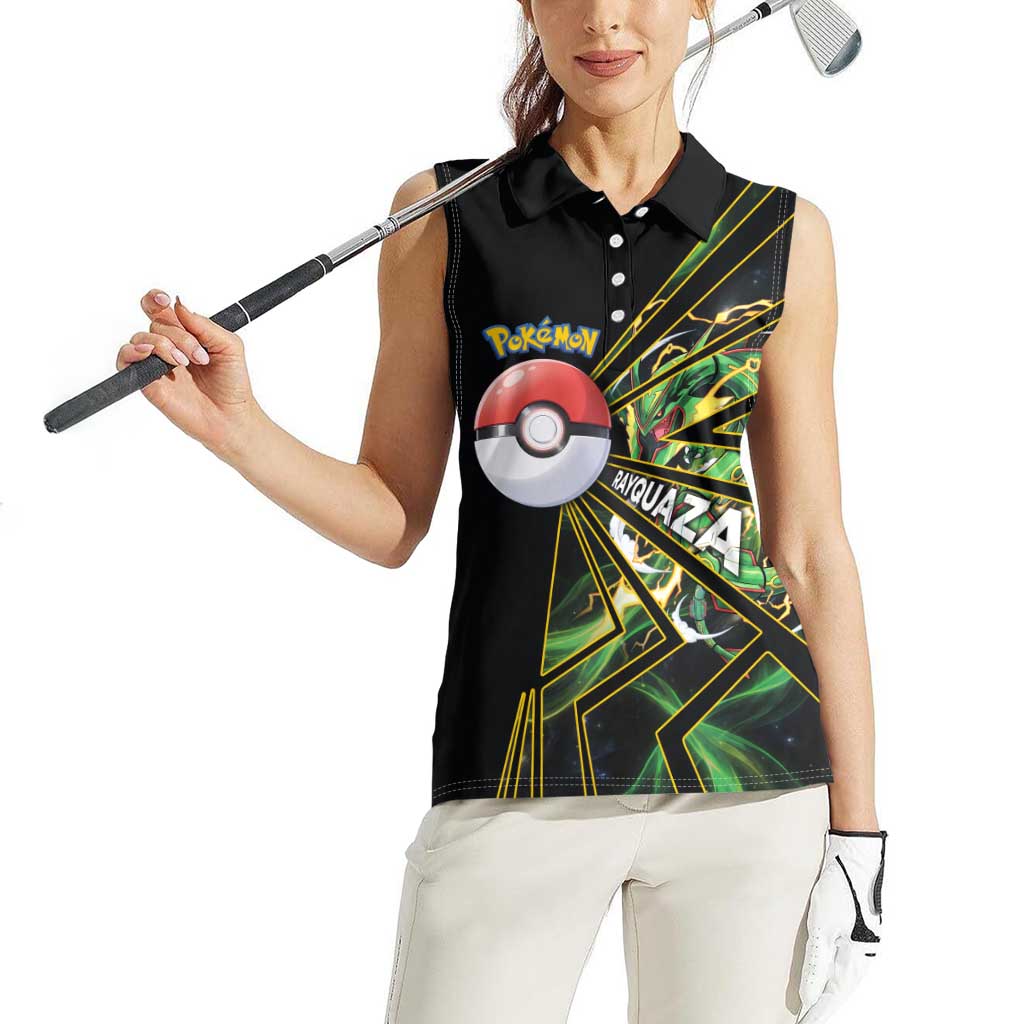 Rayquaza Poké Women Sleeveless Polo Shirt Cosmic Dragon Comic Style