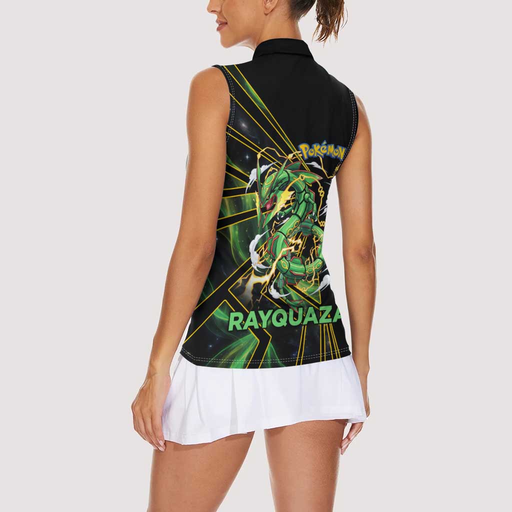 Rayquaza Poké Women Sleeveless Polo Shirt Cosmic Dragon Comic Style