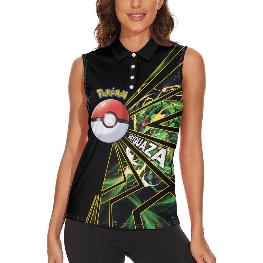 Rayquaza Poké Women Sleeveless Polo Shirt Cosmic Dragon Comic Style