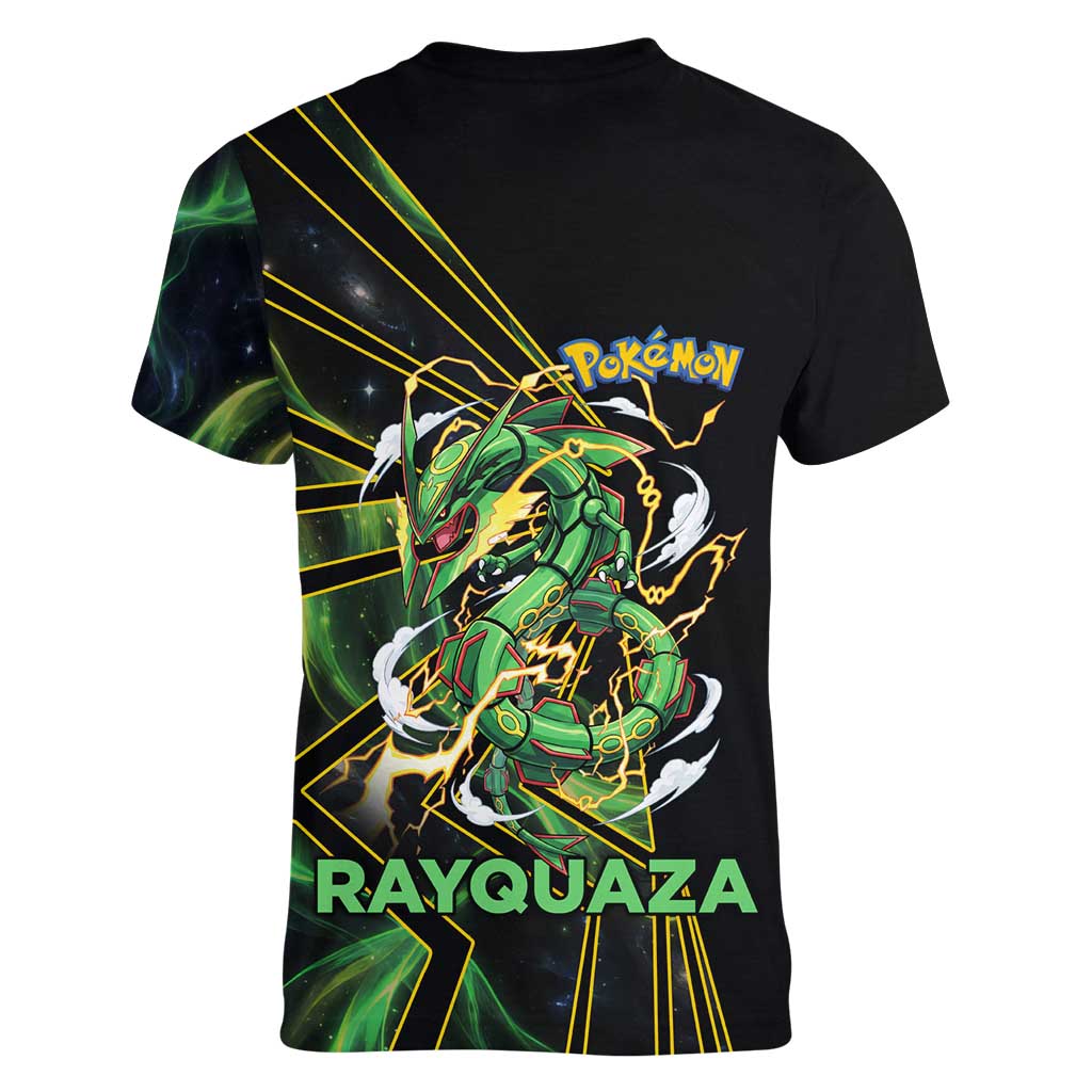 Rayquaza Poké Women V-Neck T-Shirt Cosmic Dragon Comic Style