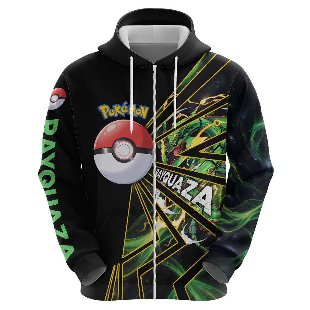 Rayquaza Poké Zip Hoodie Cosmic Dragon Comic Style