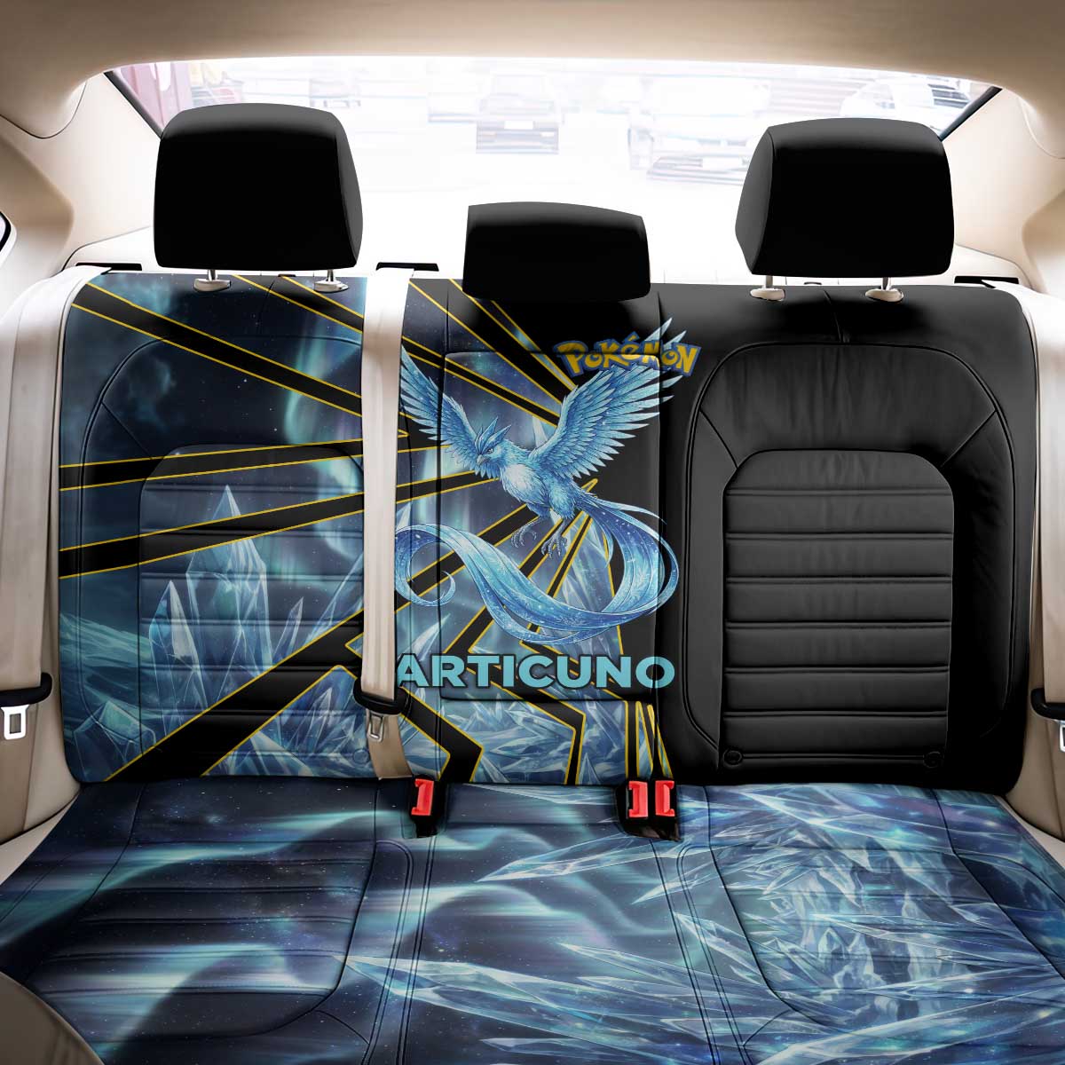 Articuno Poké Back Car Seat Cover Frost Crystal Comic Style
