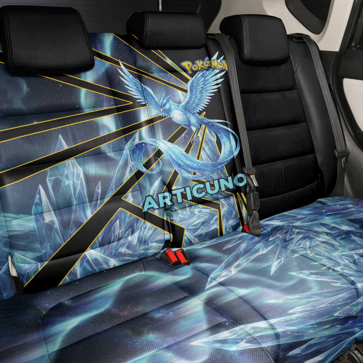 Articuno Poké Back Car Seat Cover Frost Crystal Comic Style