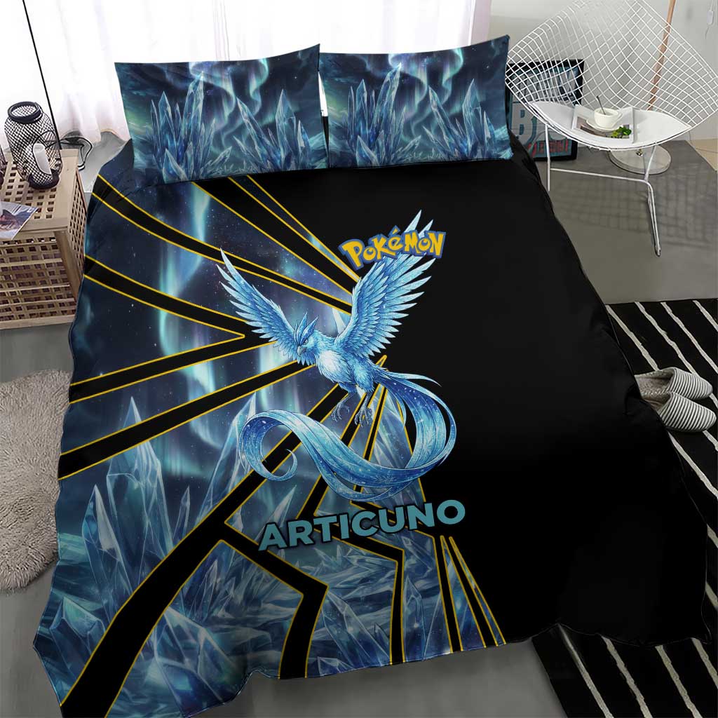 Articuno Poké Bedding Set Frost Crystal Comic Style