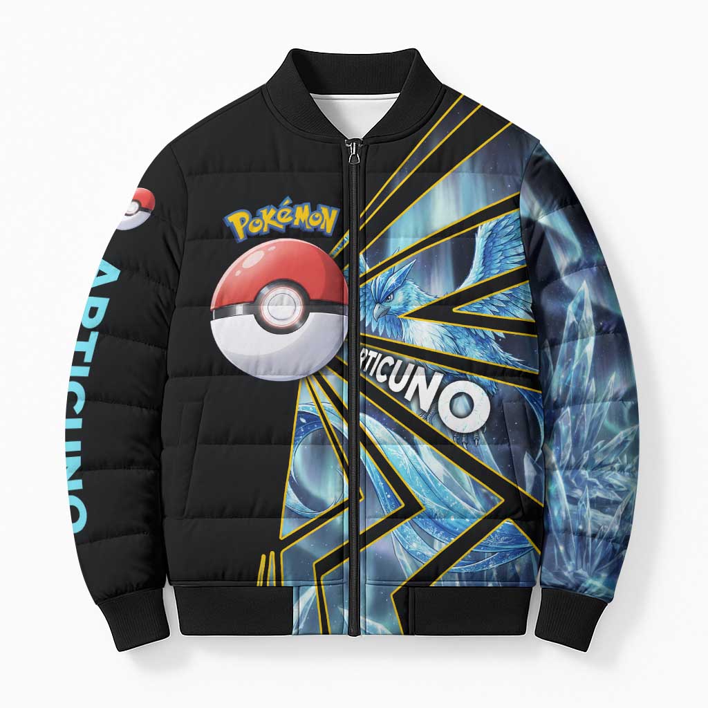 Articuno Poké Bomber Puffer Jacket Frost Crystal Comic Style