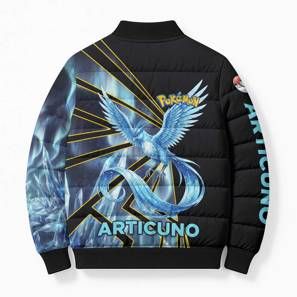 Articuno Poké Bomber Puffer Jacket Frost Crystal Comic Style