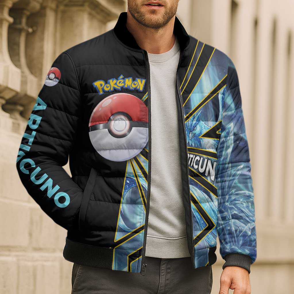 Articuno Poké Bomber Puffer Jacket Frost Crystal Comic Style