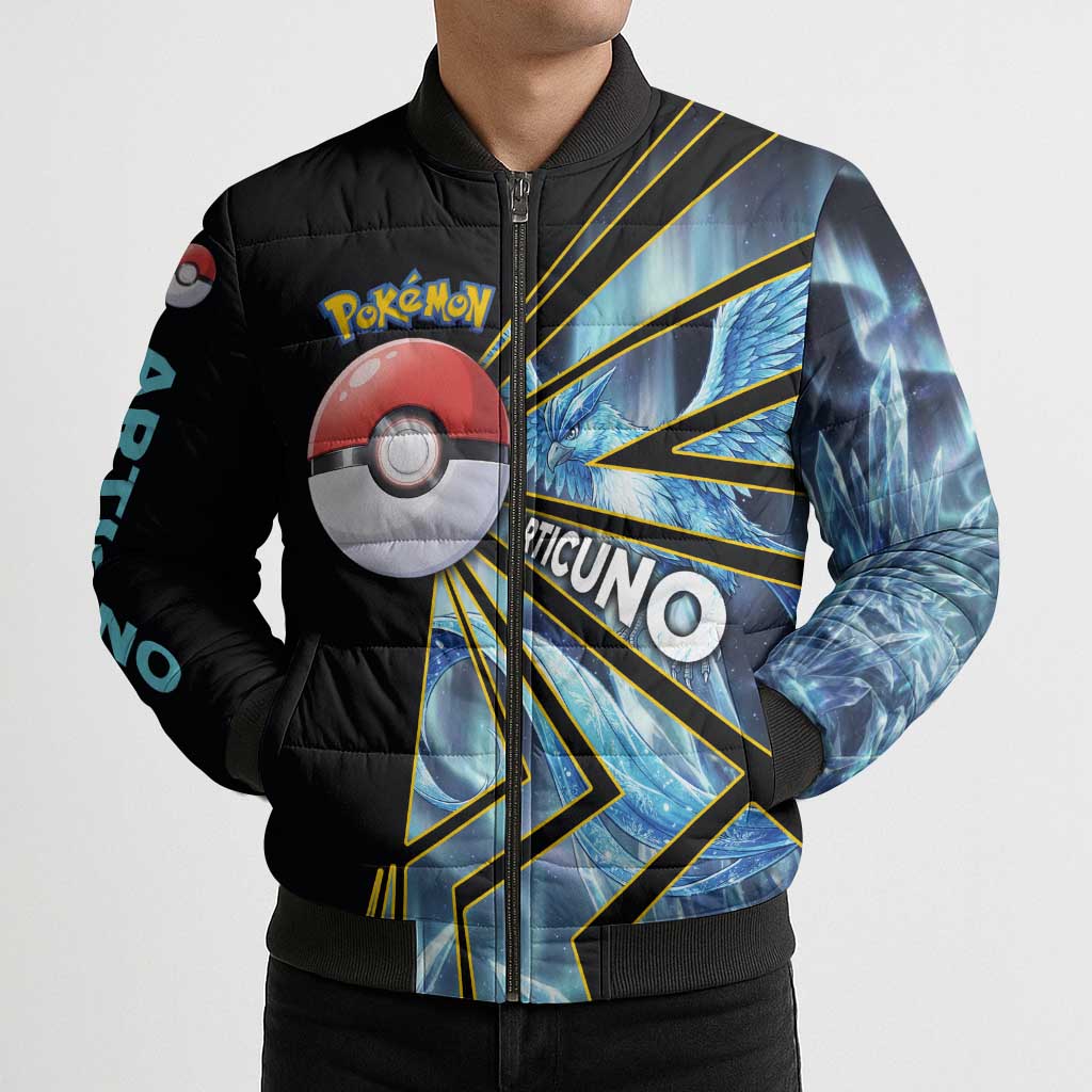 Articuno Poké Bomber Puffer Jacket Frost Crystal Comic Style