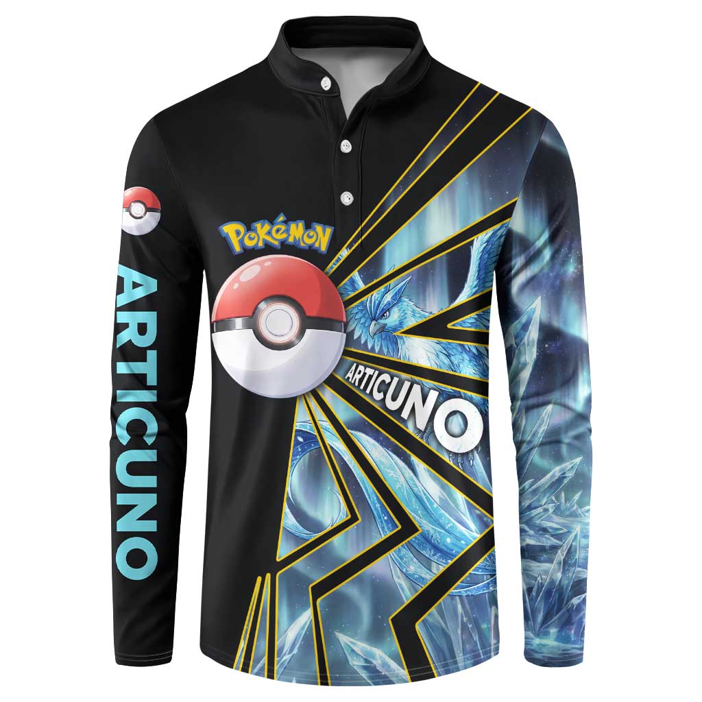 Articuno Poké Button Sweatshirt Frost Crystal Comic Style