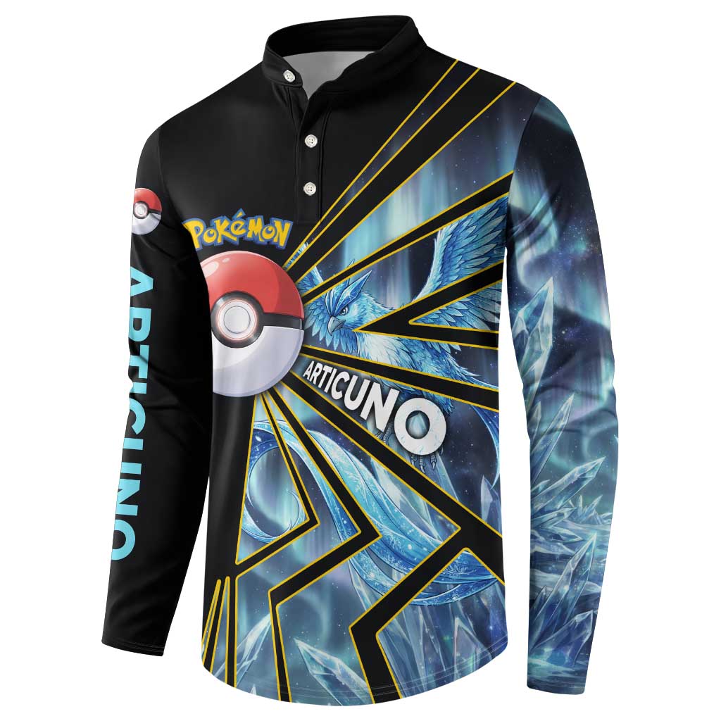 Articuno Poké Button Sweatshirt Frost Crystal Comic Style