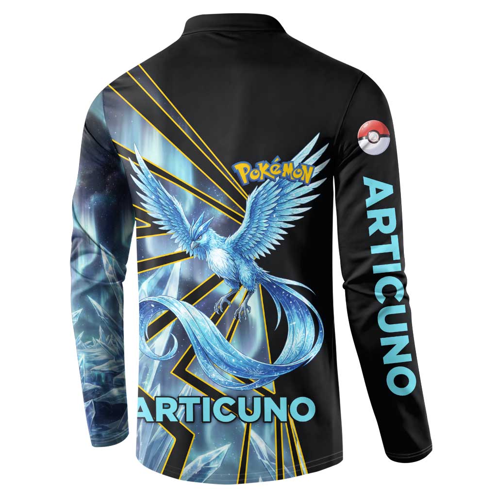 Articuno Poké Button Sweatshirt Frost Crystal Comic Style