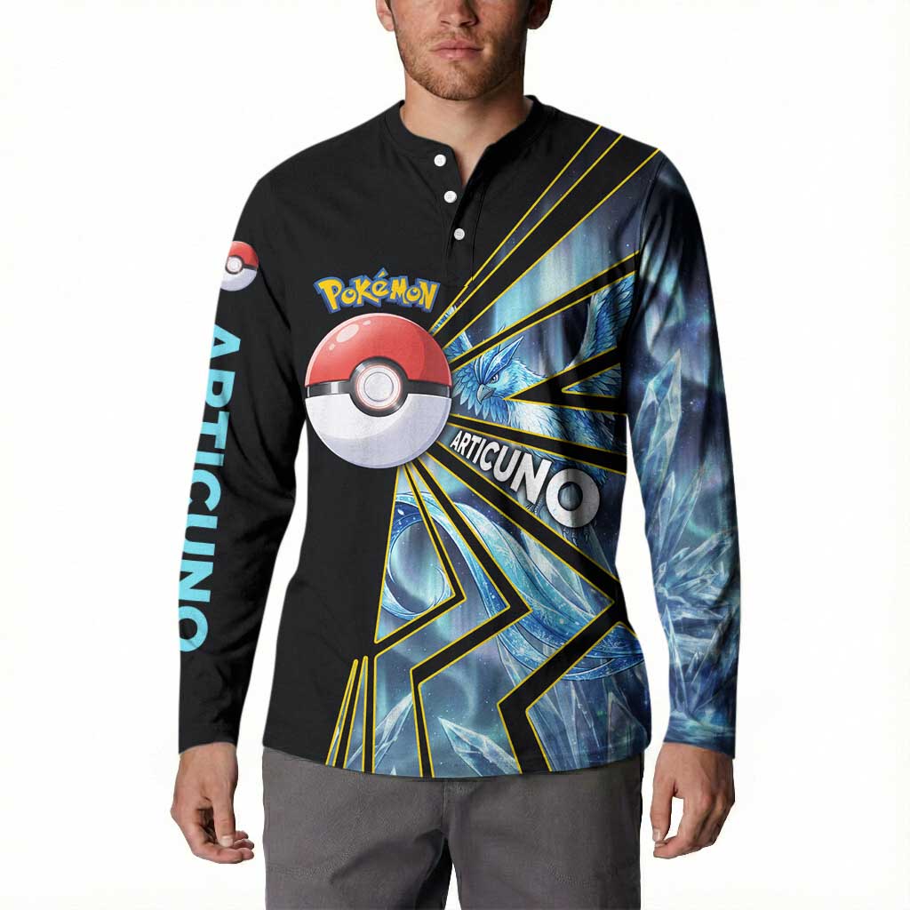 Articuno Poké Button Sweatshirt Frost Crystal Comic Style