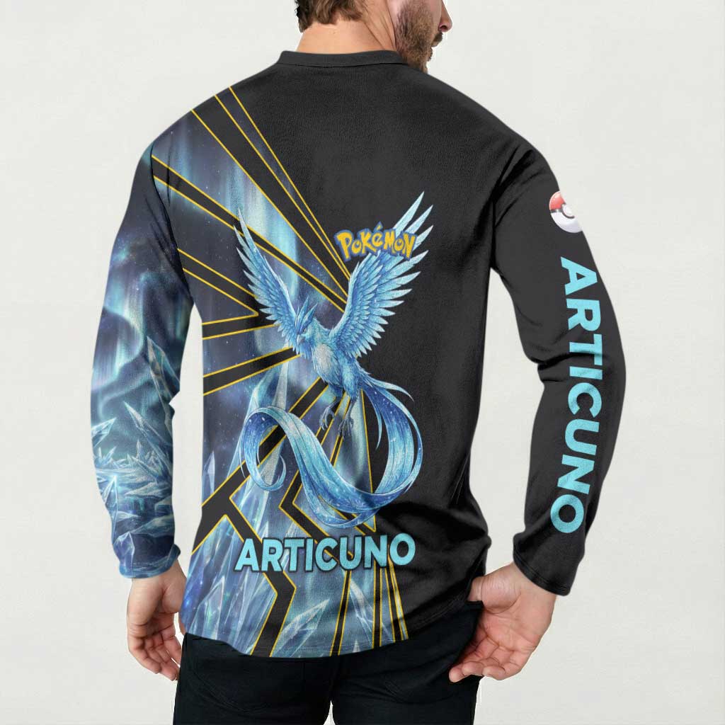 Articuno Poké Button Sweatshirt Frost Crystal Comic Style