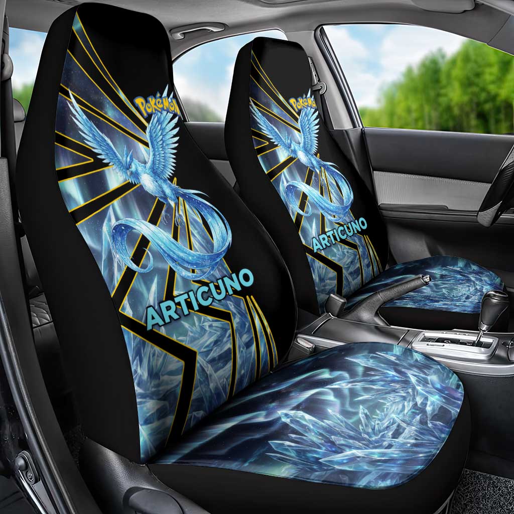 Articuno Poké Car Seat Cover Frost Crystal Comic Style